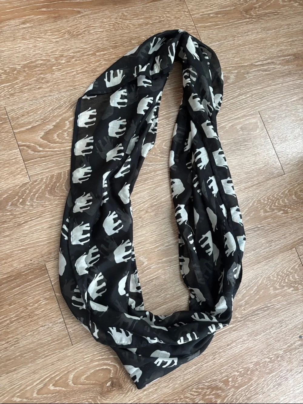 Accessory St black & white elephant print infinity/loop scarf